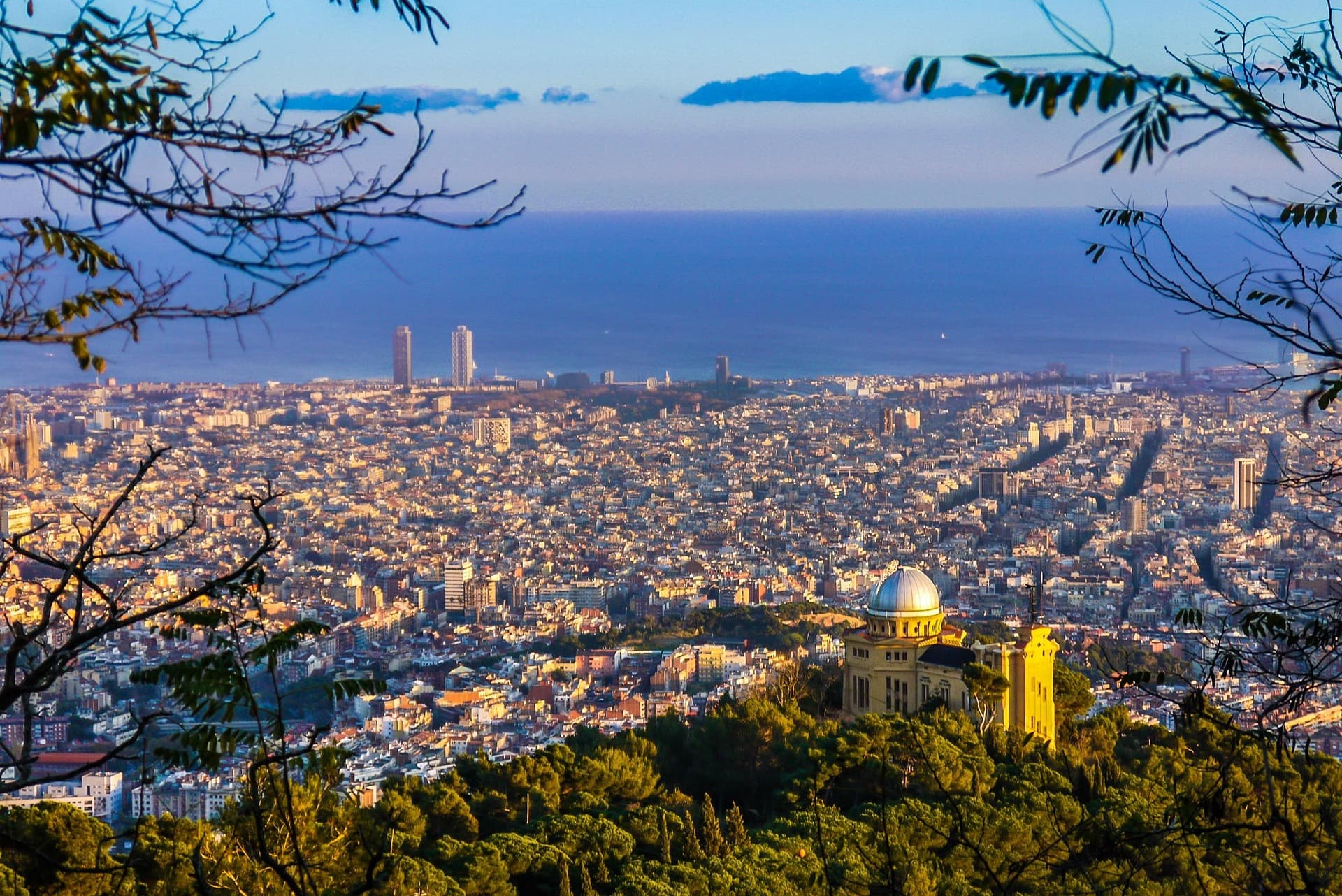 View over Barcelona from Tibidabo hill.