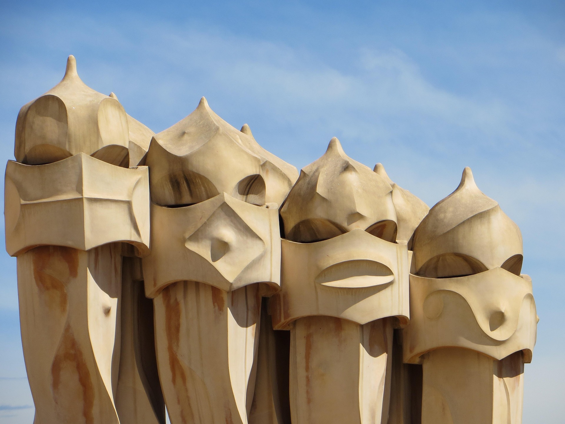 Chimneys on top of Gaudí’s Casa Batlló.
