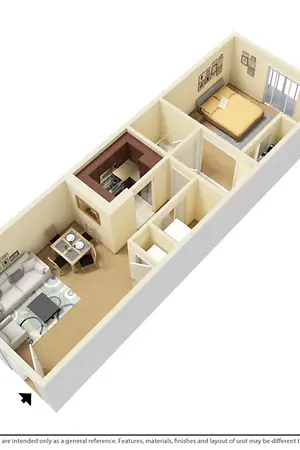 1x1 Garden Classic Floorplan